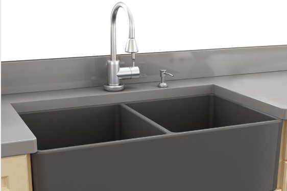 Topcl Double Bowl Gray Kitchen Sink For Installation In Dubai Double Bowl Gray Fireclay Kitchen Sink