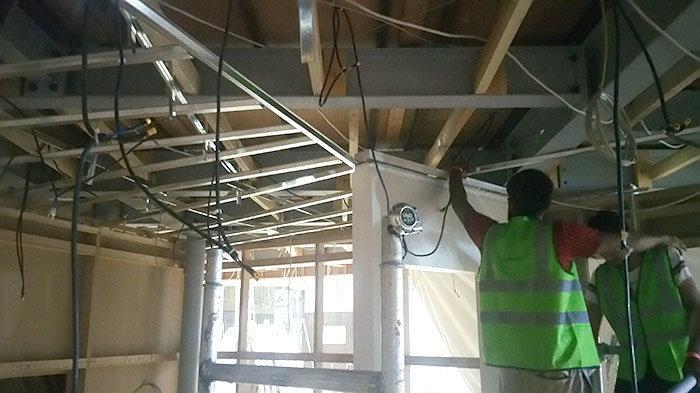 Best Gypsum Partition Contractor Work In Dubai Site For Fixing Gypsum Ceiling In Trade Center Dubai Measuring The Furring Channel To Fix